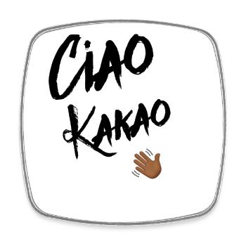 Ciao Kakao - Viereckiger Kühlschrankmagnet - Weiß - Vorne