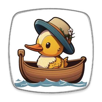 Süße Ente im Ruderboot mit Sommerhut und Blume - Viereckiger Kühlschrankmagnet - Weiß - Vorne