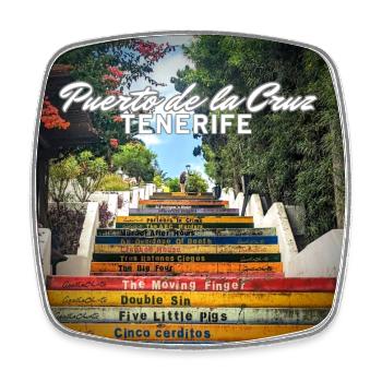 Puerto de la Cruz, Tenerife - Viereckiger Kühlschrankmagnet - Weiß - Vorne
