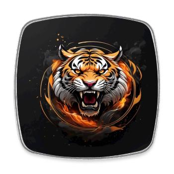Portrait de tigre Big Cat Design Tigre sifflant - Magnet carré - blanc - Devant