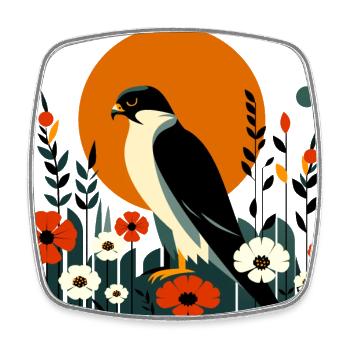 Wanderfalke in Blumen - Viereckiger Kühlschrankmagnet - Weiß - Vorne