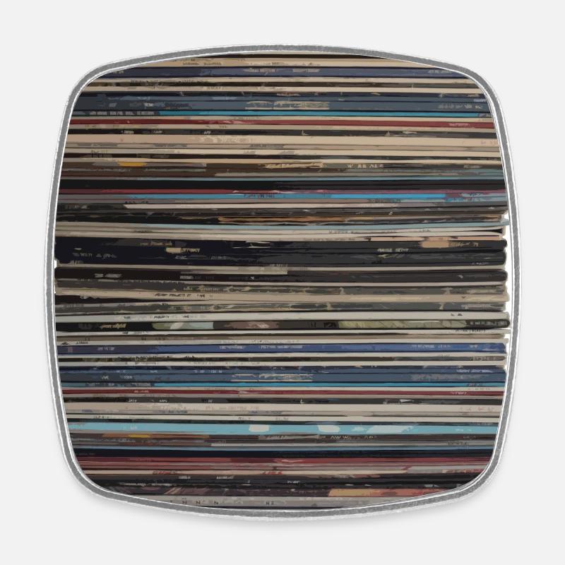 Stack of records - Square fridge magnet - white