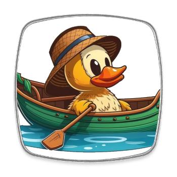 Gelbe Ente im Ruderboot mit Sommerhut und Blume - Viereckiger Kühlschrankmagnet - Weiß - Vorne