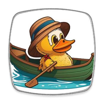 Süße Ente im Ruderboot mit Sommerhut und Blume - Viereckiger Kühlschrankmagnet - Weiß - Vorne