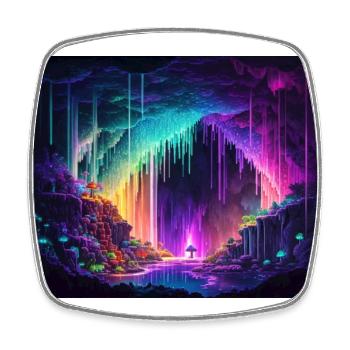 Pixel art gemstone cave - Viereckiger Kühlschrankmagnet - Weiß - Vorne