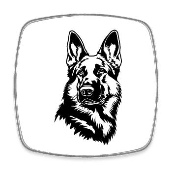 Tête de chien de berger allemand - Magnet carré - blanc - Devant