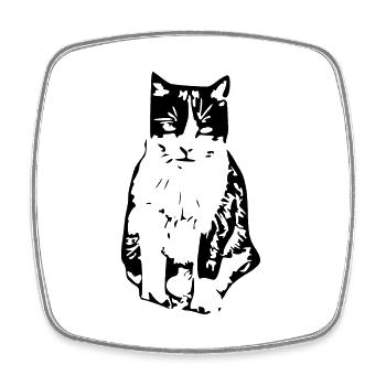 Cat black - Square fridge magnet - white - Front