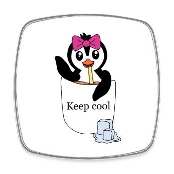 Pinguin in Brusttasche – Keep cool - Viereckiger Kühlschrankmagnet - Weiß - Vorne