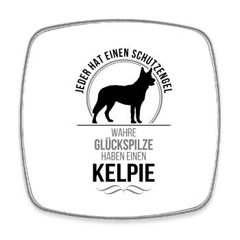 KELPIE Schutzengel Wilsigns - Viereckiger Kühlschrankmagnet - Weiß - Vorne