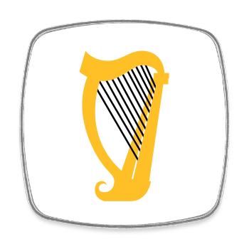 Un instrument de musique HARP - Magnet carré - blanc - Devant