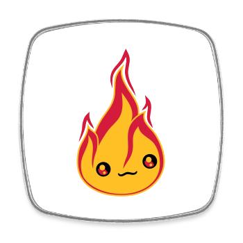 gesicht suess niedlich klein comic cartoon feuer f - Viereckiger Kühlschrankmagnet - Weiß - Vorne