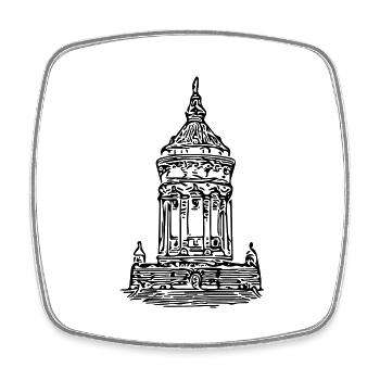 Mannheim Wasserturm - Viereckiger Kühlschrankmagnet - Weiß - Vorne