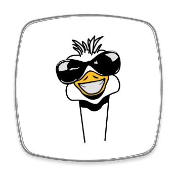 Funny ostrich EMU funny cool sunglasses - Square fridge magnet - white - Front
