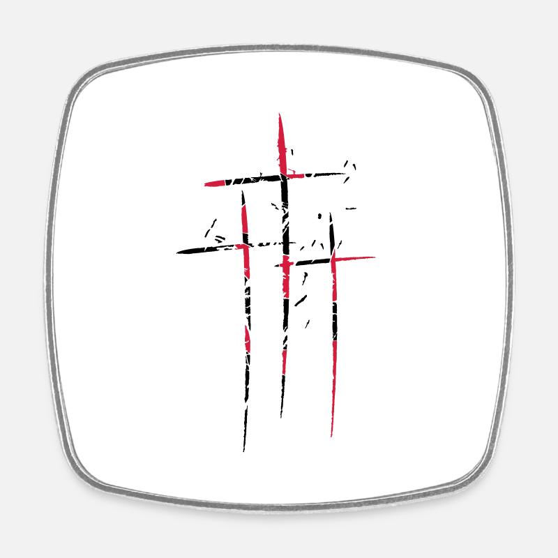 3 crosses design pattern scratch cool old tears br - Square fridge magnet - white