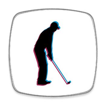3D Silhouette Golf - Viereckiger Kühlschrankmagnet - Weiß - Vorne