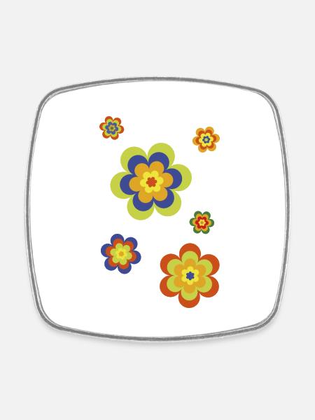 limited edition 3a flower power - Viereckiger Kühlschrankmagnet - Weiß