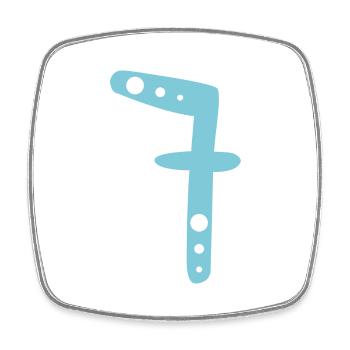 Nummer 7 - Viereckiger Kühlschrankmagnet - Weiß - Vorne