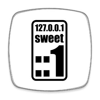 Nerdy design "127.0.0.1 sweet :: 1" - Square fridge magnet - white - Front