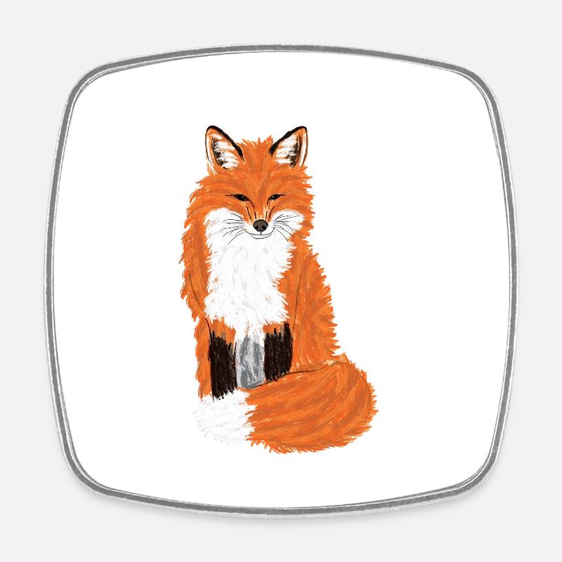 Sitting Red Fox I - Square fridge magnet - white