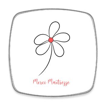 MERCI. MERCI MAÎTRESSE. CADEAU MAÎTRESSE. VACANCES - Magnet carré - blanc - Devant