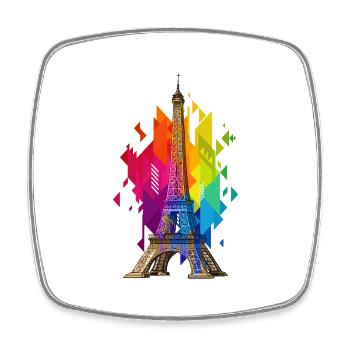 Paris Eiffelturm Frankreich Stadt Skyline Kunst - Viereckiger Kühlschrankmagnet - Weiß - Vorne