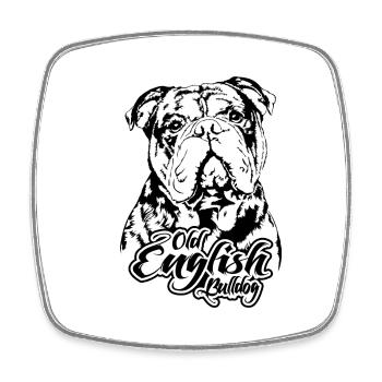 VIEUX BOULEDOGUE ANGLAIS Portrait Chiens OEB Wilsigns - Magnet carré - blanc - Devant