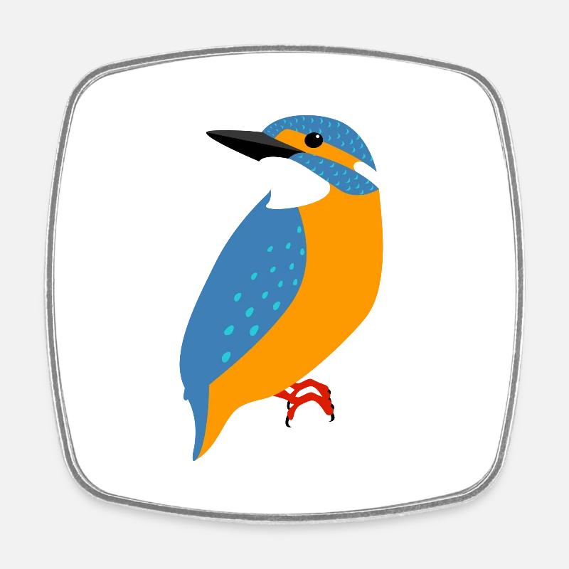 Martin-pêcheur - Magnet carré - blanc