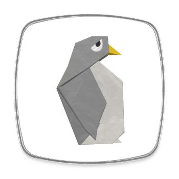 Origami I Pingouin I Animal I joli je doux Je triste - Magnet carré - blanc - Devant