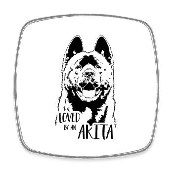 AKITA loved by an Akita Hundespruch Hunde Wilsigns - Viereckiger Kühlschrankmagnet - Weiß - Vorne