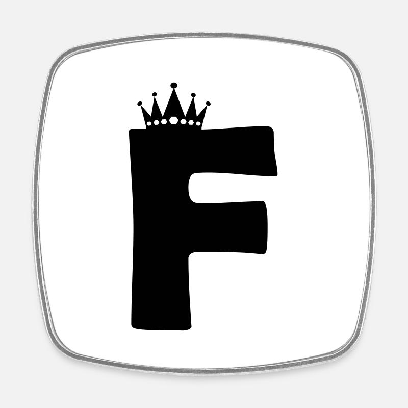 letter F crown - Square fridge magnet - white
