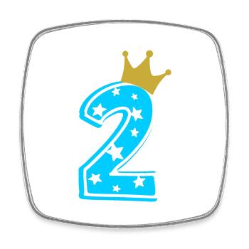 2 Krone 2. Geburtstag 2 Jahre - Viereckiger Kühlschrankmagnet - Weiß - Vorne