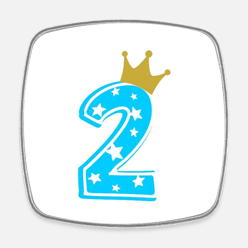 2 Couronne 2ème anniversaire 2 ans - Magnet carré - blanc
