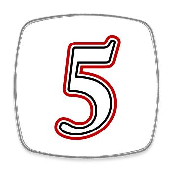 5 Number number - Square fridge magnet - white - Front