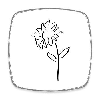 Sunflower Line Art - Minimalist - Square fridge magnet - white - Front