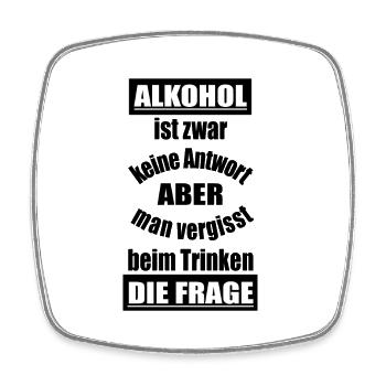 Lustiger Spruch Alkohol - Viereckiger Kühlschrankmagnet - Weiß - Vorne