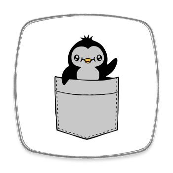 Pingouin de poche de poitrine agité - Magnet carré - blanc - Devant