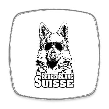 BERGER BLANC SUISSE cool lunettes de soleil chien chien - Magnet carré - blanc - Devant