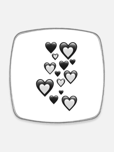 Hearts - Square fridge magnet - white