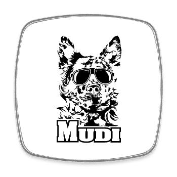 MUDI cool lunettes de soleil chiens chien - Magnet carré - blanc - Devant
