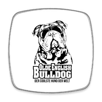OLDE ENGLISH BULLDOG coolster Hund Hundespruch - Viereckiger Kühlschrankmagnet - Weiß - Vorne