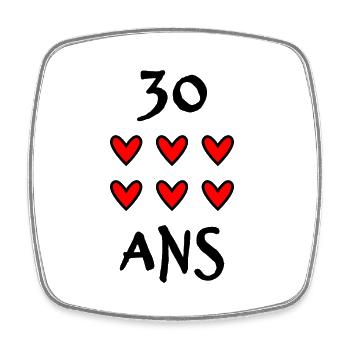 30 ANS. 30e ANNIVERSAIRE. ANNIVERSAIRE 30 ANS. 30 - Magnet carré - blanc - Devant