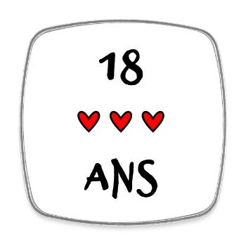 18 ANS. 18e ANNIVERSAIRE. ANNIVERSAIRE 18 ANS - Magnet carré - blanc - Devant