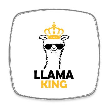 Llama King lustig Chef - Viereckiger Kühlschrankmagnet - Weiß - Vorne