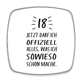 18 Geburtstag - Viereckiger Kühlschrankmagnet - Weiß - Vorne