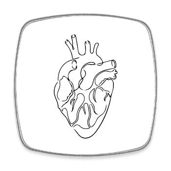 Herz Line Art - Minimaliste - Magnet carré - blanc - Devant