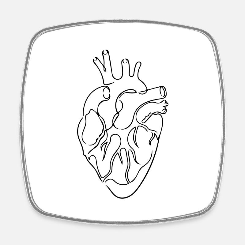 Herz Line Art - Minimalistisch - Viereckiger Kühlschrankmagnet - Weiß