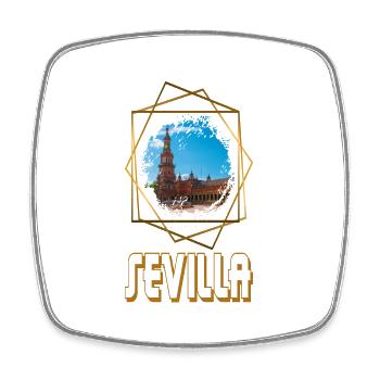 Seville Spain City Skyline Home Love Gold - Square fridge magnet - white - Front