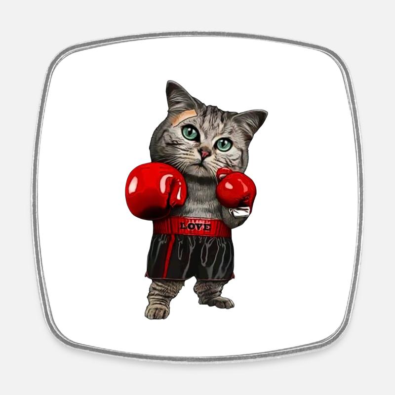 Boîte à chat - Magnet carré - blanc