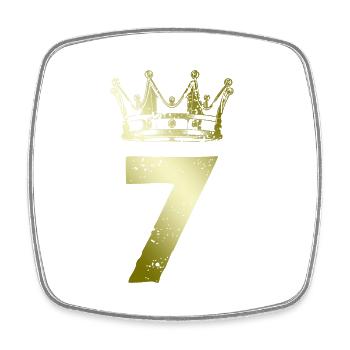 7 Zahl Krone - Viereckiger Kühlschrankmagnet - Weiß - Vorne