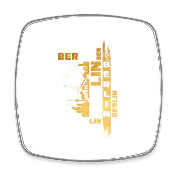 Berlin Germany City Skyline Font Gold - Square fridge magnet - white - Front